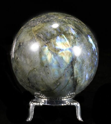 Flashy Labradorite Sphere - With Nickel Plated Stand #53582